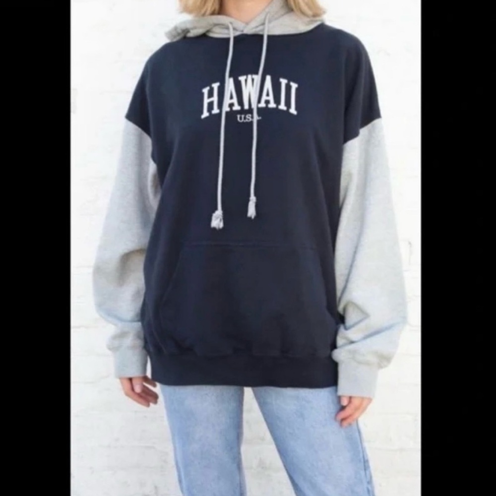 Brandy Melville Christy Navy + Heathered Gray Hawaii Hoodie